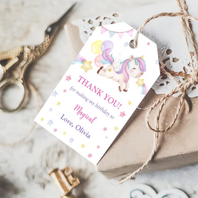 Étiquettes-cadeau Magique Rainbow Unicorn fête d'anniversaire (Créateur téléchargé)