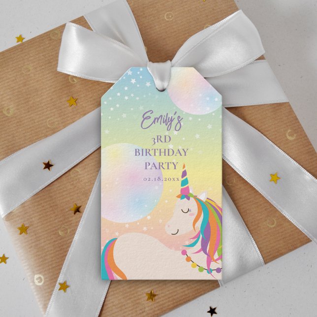 Étiquettes-cadeau Magique Rainbow Unicorn Fille fête d'anniversaire (Créateur téléchargé)