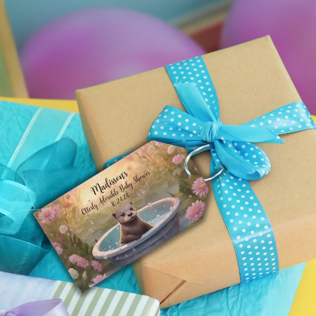 Étiquettes-cadeau Magnet pour Baby Shower Otterly Adorable  (Créateur téléchargé)
