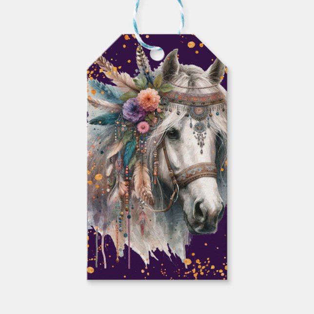 Étiquettes-cadeau Magnifique cheval boho (Devant)