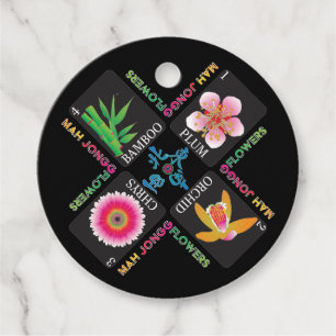 Étiquettes Cadeau Mah Jongg 4 Fleurs Tags