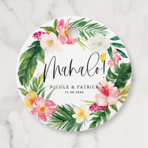 Étiquettes Cadeau Mahalo Fleurs tropicales et Mariage de verdure