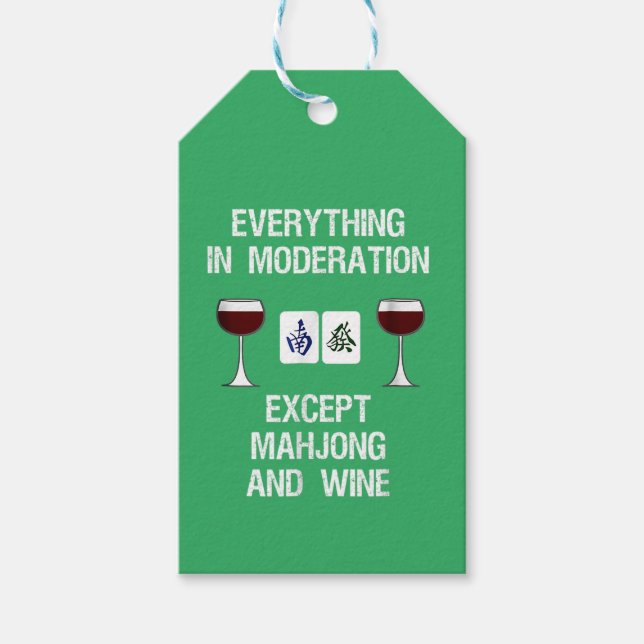 Étiquettes-cadeau Mahjong Funny Modération vin (Devant)