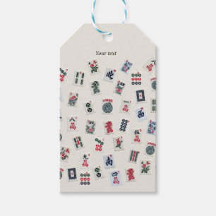 Étiquettes-cadeau MahJongg carreaux symboles conception sur badge