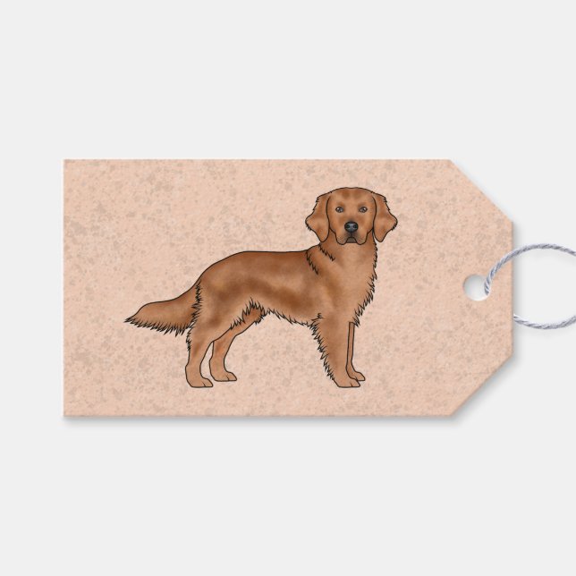 Étiquettes-cadeau Mahogany Red Golden Retriever mignon dessin (Devant (Horizontal))