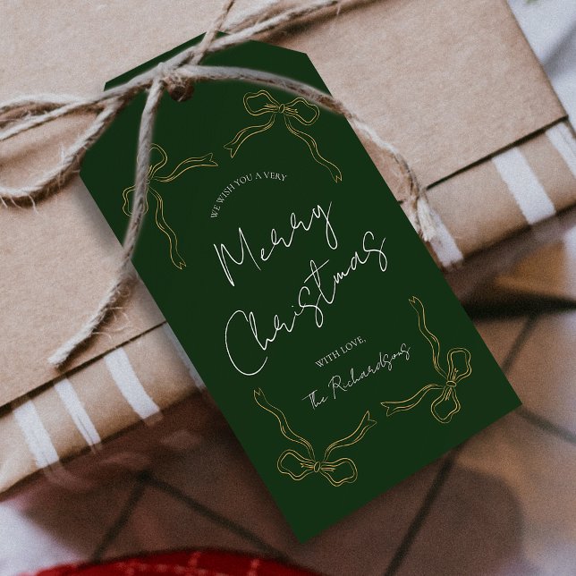Étiquettes-cadeau Main dessinée Whimsical Unique Moderne Vert Noël (Créateur téléchargé)