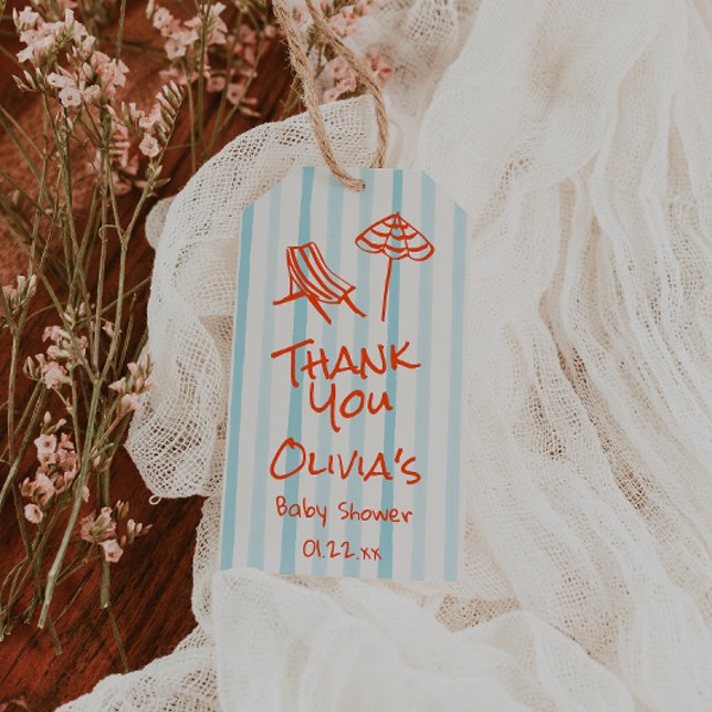 Étiquettes-cadeau Main D'Été Tiré Orange Baby À Bord Baby shower (Créateur téléchargé)