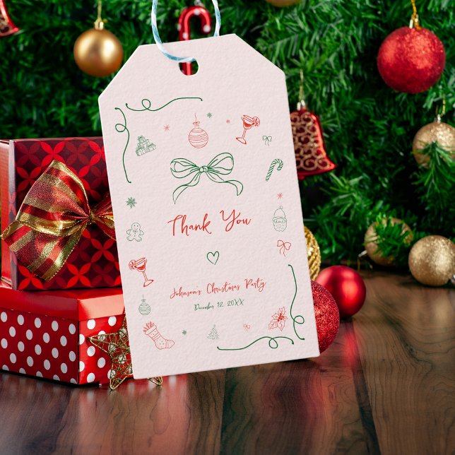 Étiquettes-cadeau Main fantaisiste tirée Merci de Noël français (Créateur téléchargé)