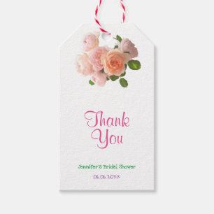 Étiquettes-cadeau Main Merci Texte Manuscrit Aquarelle Roses Moderne