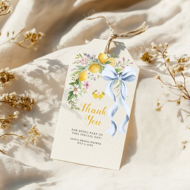 Étiquettes-cadeau Main Squeeze Lemon Bridal Shower Thank You (Créateur téléchargé)