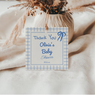 Étiquettes Cadeau Main Tirée Bleu En vichy Bow Baby Boy Douche