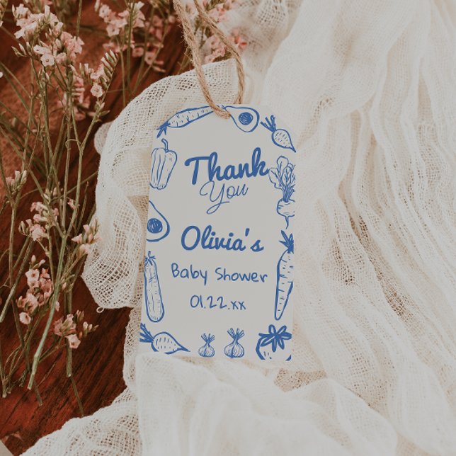 Étiquettes-cadeau Main Tirée Bleue Cultivé Localement Bébé Garçon Do (Créateur téléchargé)