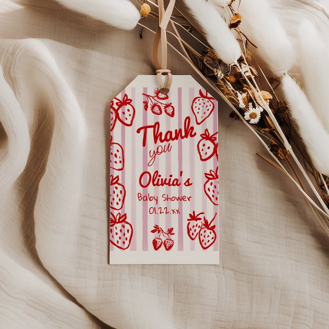 Étiquettes-cadeau Main Tirée Un Baby shower De Fraises Sucrées Berry (Créateur téléchargé)