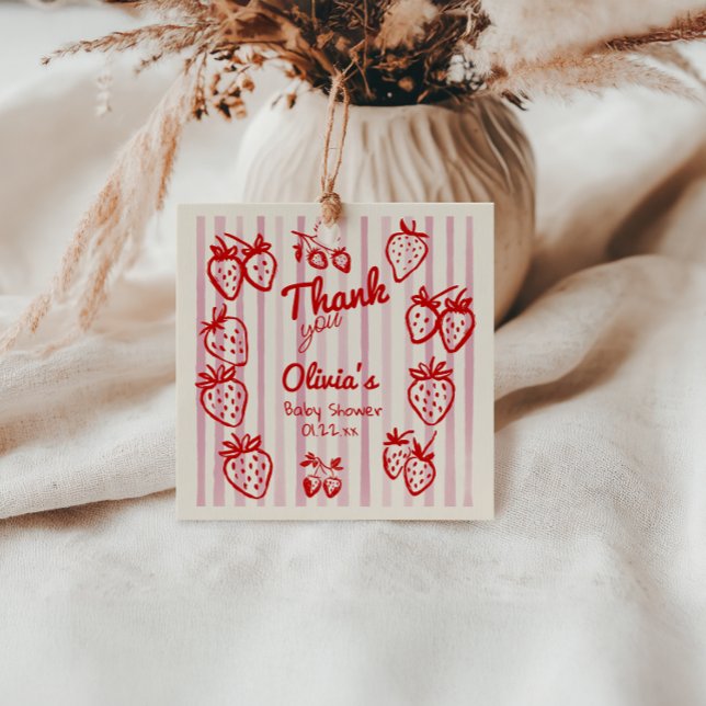 Étiquettes Cadeau Main Tirée Un Baby shower De Fraises Sucrées Berry (Créateur téléchargé)