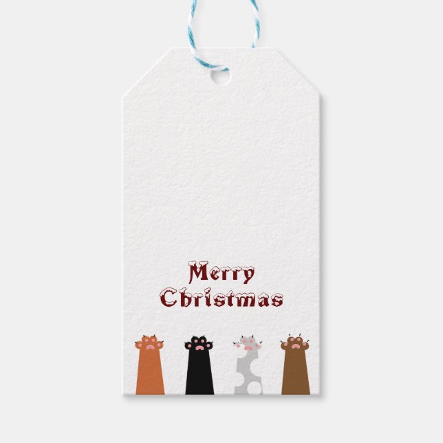 Étiquettes-cadeau mains de chats Joyeux Noël (Devant)