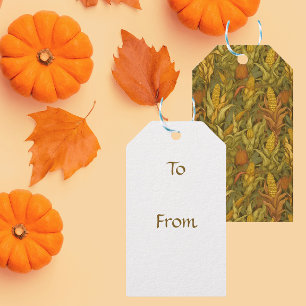 Étiquettes-cadeau Maïs d'automne vintage William Morris