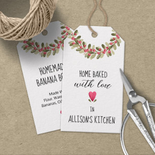 Étiquettes-cadeau Maison Cuite Avec Amour Aquarelle Vacances Verdure