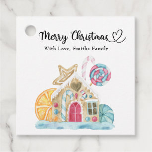 Étiquettes Cadeau Maison de biscuits de Noël - Joyeux Noël