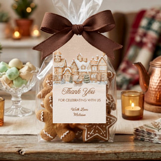 Étiquettes-cadeau Maison en pain d'épices Village d'hiver Merci