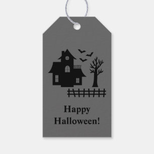 Étiquettes-cadeau Maison Hantée Et Joyeux Halloween Texte Gris