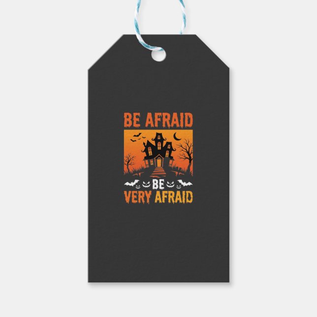 Étiquettes-cadeau Maison Hantée Halloween Soyez Effrayés Design (Devant)