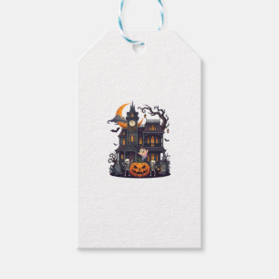 Étiquettes-cadeau Maison Hantée Halloween Squelettes Citrouille Fant