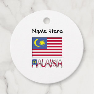 Étiquettes Cadeau Malaisie Drapeau noir Personnalisation
