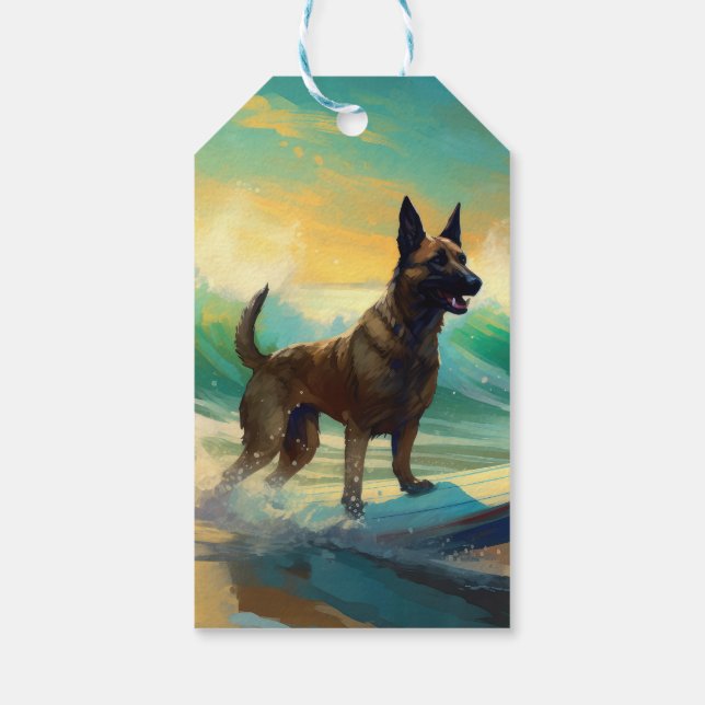 Étiquettes-cadeau Malinoi Beach Surf Peinture belge (Dos)