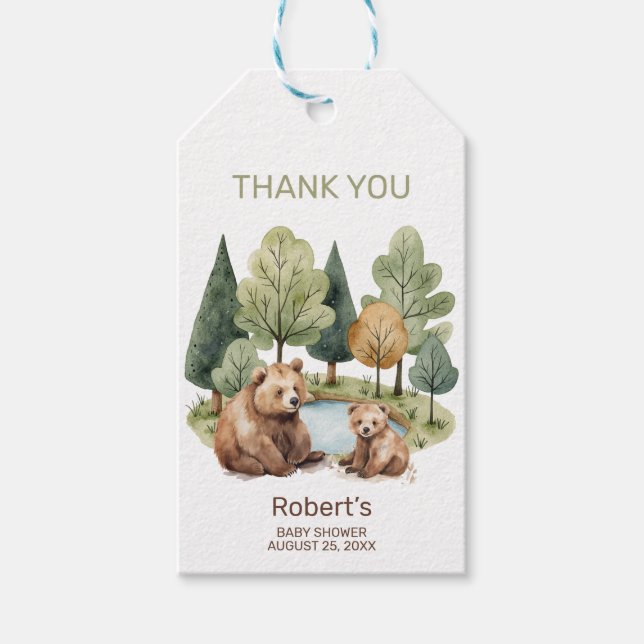 Étiquettes-cadeau Mama bear aventure attend une invitation baby show (Devant)