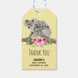 Étiquettes-cadeau Maman & Bébé Koala Ours Baby shower d'aquarelle mi