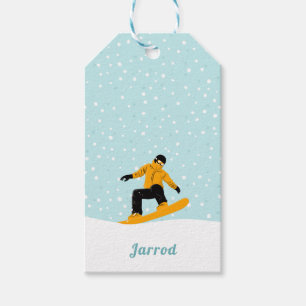 Étiquettes-cadeau Man Snowboard Son Nom Extreme Sports D'Hiver