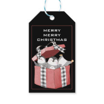 Manchots Mignons Dans Une Boîte Cadeau De Noël Rou