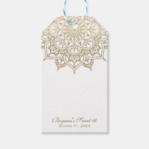 Étiquettes-cadeau Mandala doré Cadeau de mariage moderne élégant bla