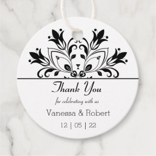 Étiquettes Cadeau Mandala Floral Noir
