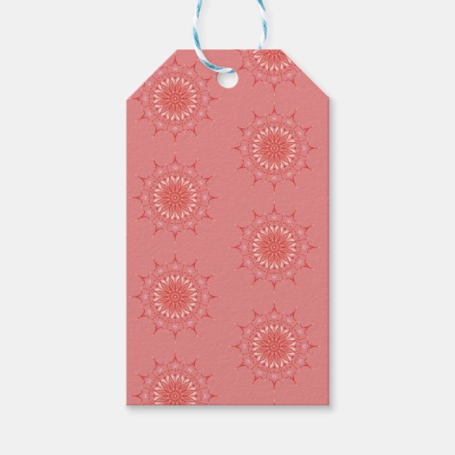 Étiquettes-cadeau mandala mod pêche (Devant)