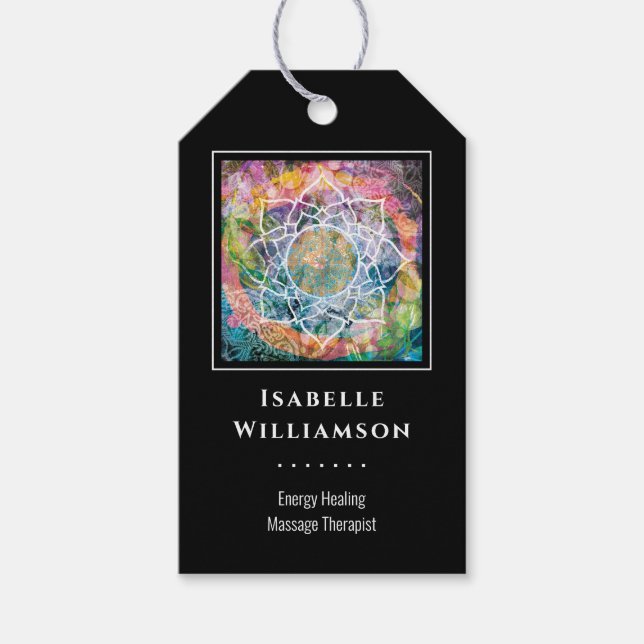 Étiquettes-cadeau Mandala Zen Reiki Yoga Massage spirituel sacré (Devant)