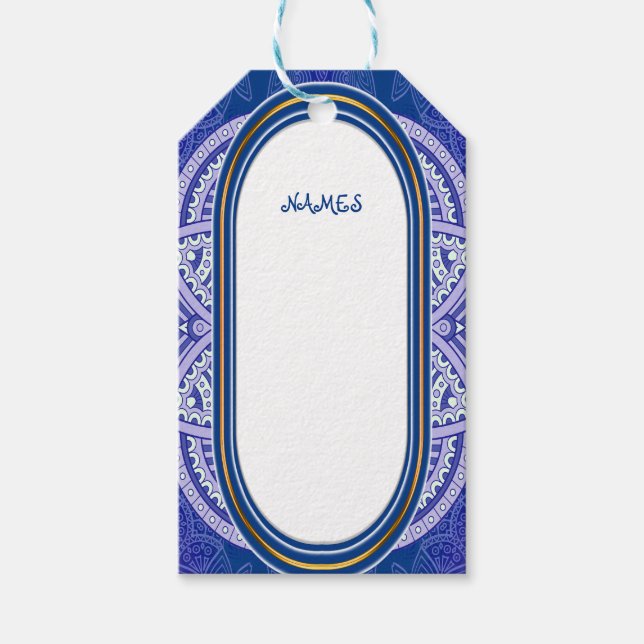 Étiquettes-cadeau Mandalas en bleu néerlandais mixte (Devant)