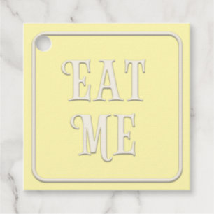 Étiquettes Cadeau "Mange-moi" Victorian Tea Party Pale Yellow Carré