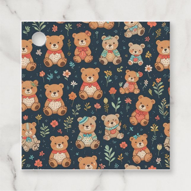 Étiquettes Cadeau Mangeons avec un mignon ours (Devant)