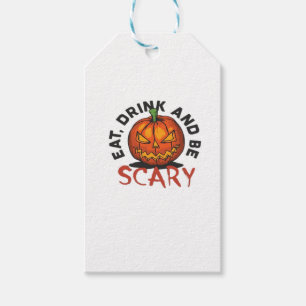 Étiquettes-cadeau Manger, boire et être effrayant design Halloween