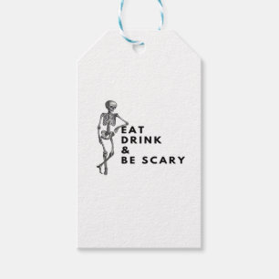 Étiquettes-cadeau Manger, boire et être effrayant Halloween squelett