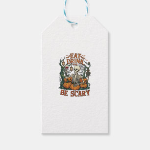 Étiquettes-cadeau Manger Boire Être Squelette Épouvantable Halloween