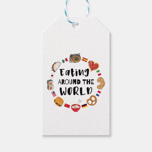 Étiquettes-cadeau Manger dans le monde entier (Devant)