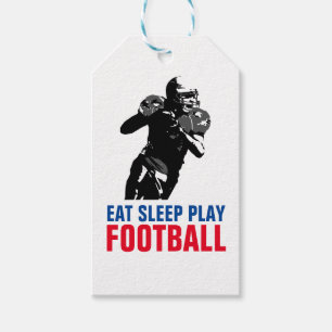 Étiquettes-cadeau Manger Dormir Jouer Football Noir & Blanc Pop Art