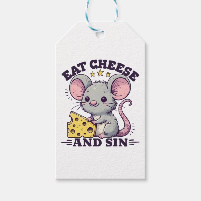 Étiquettes-cadeau Manger du fromage et pécher (Devant)