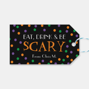 Étiquettes-cadeau Mangez Boire & Soyez Effrayant Halloween Candy Tri