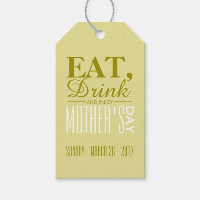 Étiquettes-cadeau Mangez, buvez et profitez de la fête des mères (Devant)