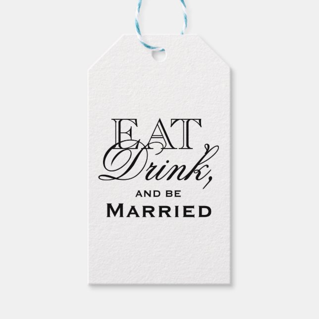 Étiquettes-cadeau Mangez, buvez et soyez marié Mariage personnalisé (Devant)