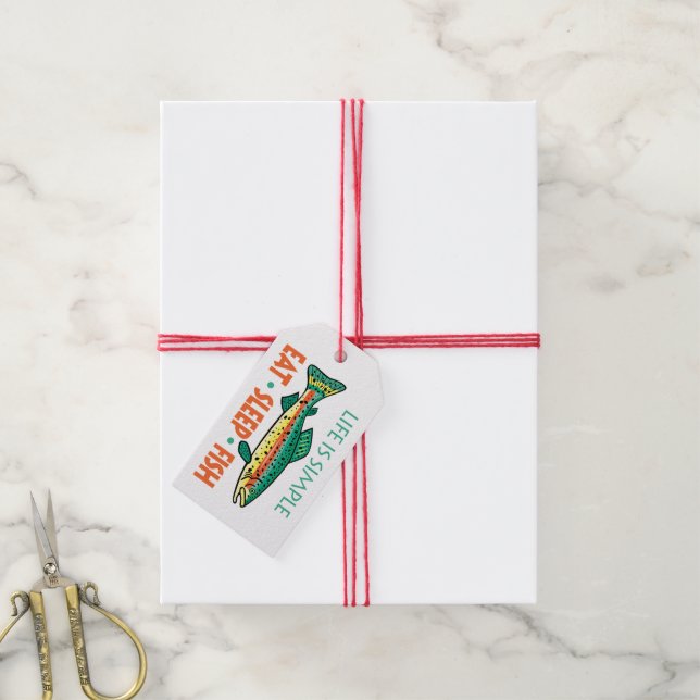 Étiquettes-cadeau Mangez Du Poisson Dormir - Drôle Pêche Dit (Avec de la ficelle)