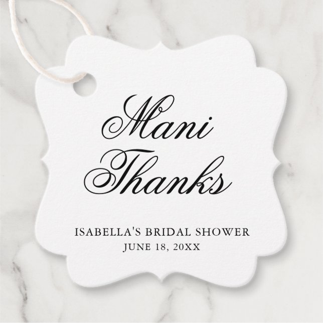 Étiquettes Cadeau Mani Merci Élégante Fête des mariées de calligraph (Devant)